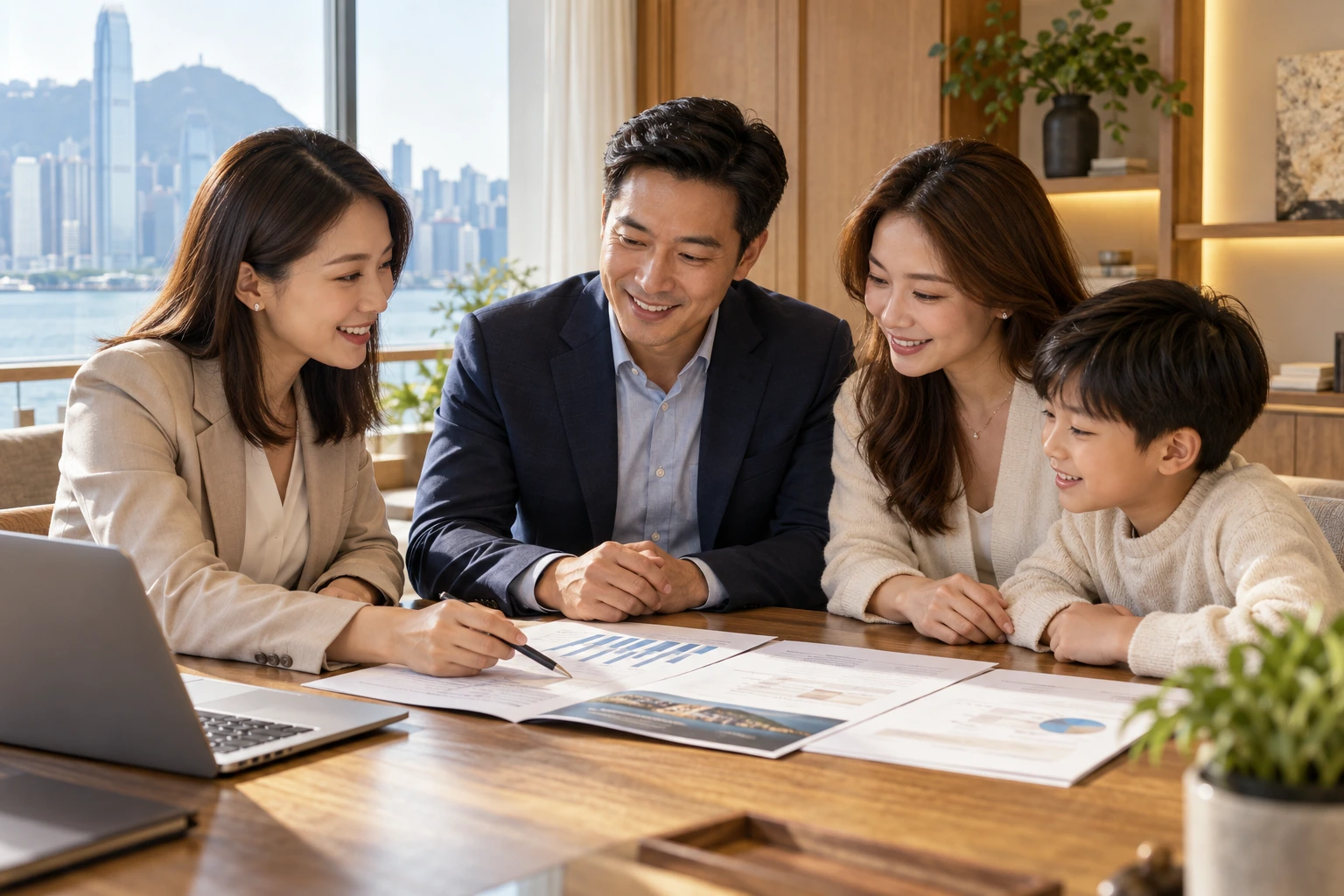 顧問與一家人一同了解財務需要