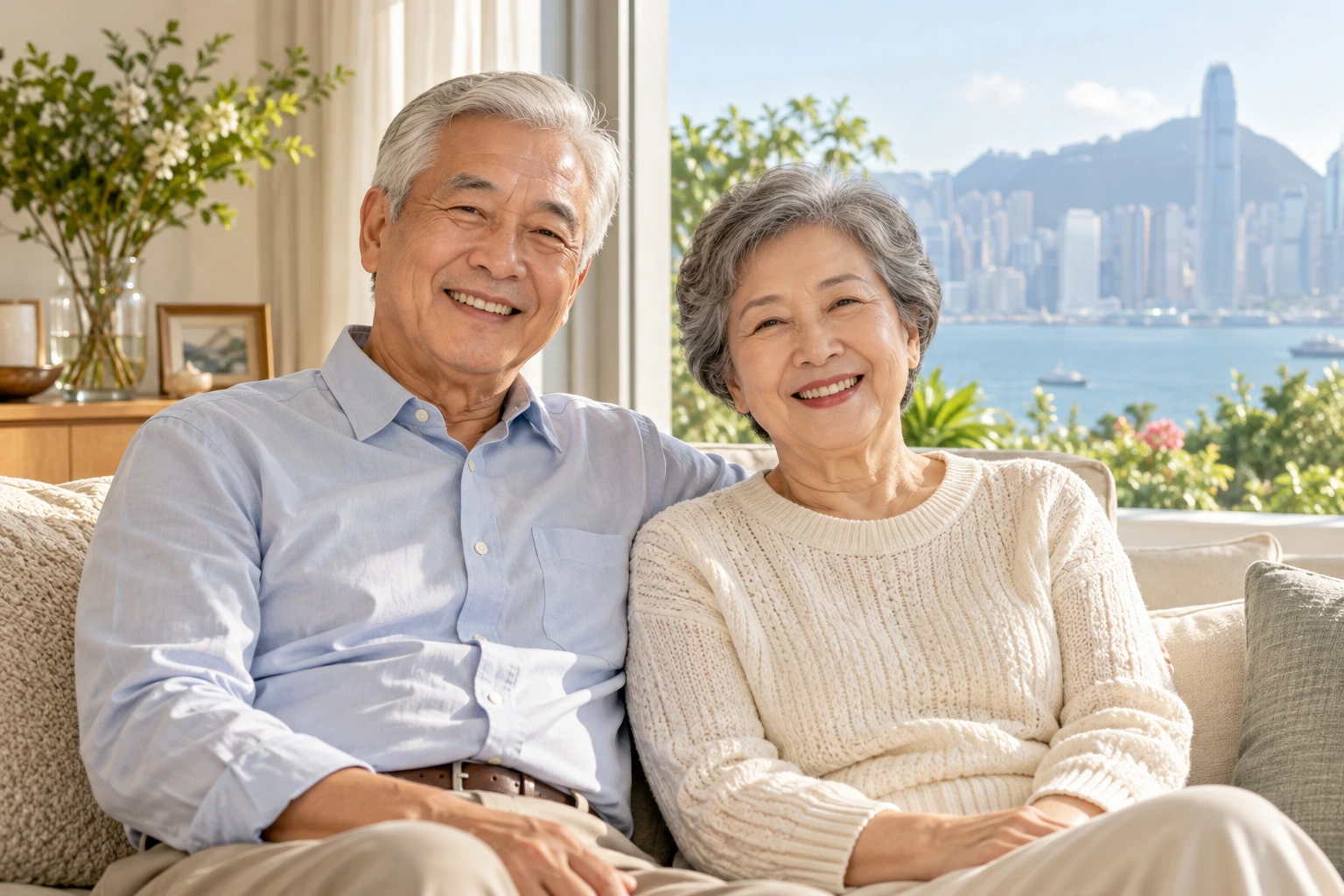退休夫婦在家中交流